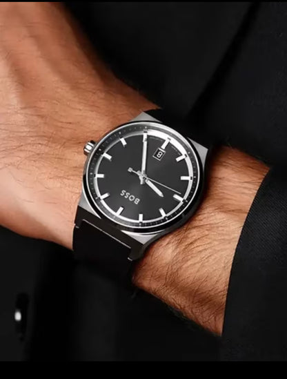 Montre Hugo Boss noir avec bracelet en cuir