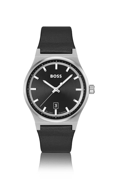 Montre Hugo Boss noir avec bracelet en cuir
