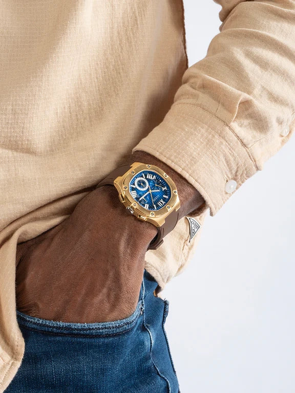 GUESS Mens Burgundy Gunmetal Multi-function Watch GW0571G5