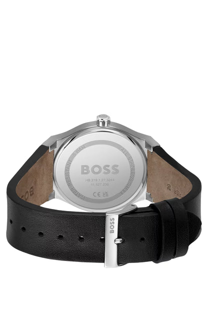 Montre Hugo Boss noir avec bracelet en cuir